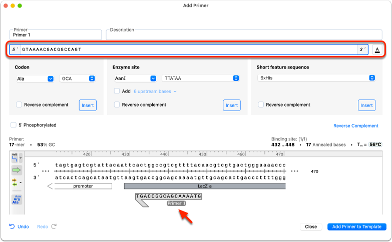 创建引物SnapGene7.0及更新版本