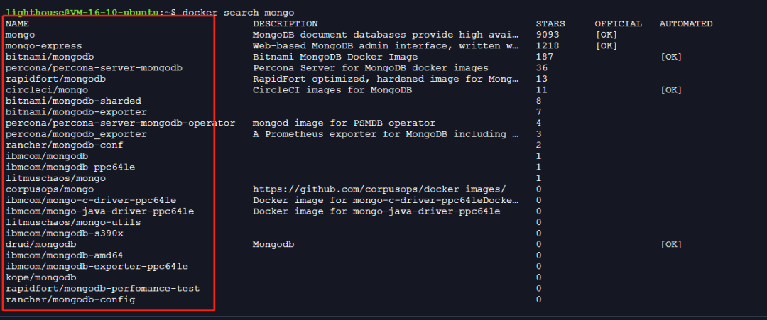 docker search mongo命令来查看可用版本.png